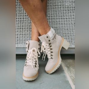 Beige Faux Suede Sexy Lace Up Bootie